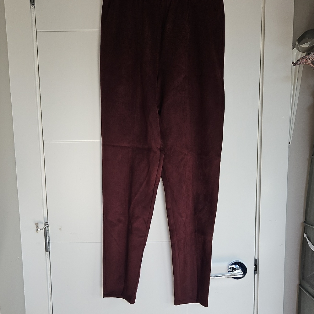 Anthropologie Suede Like Burgundy Pants